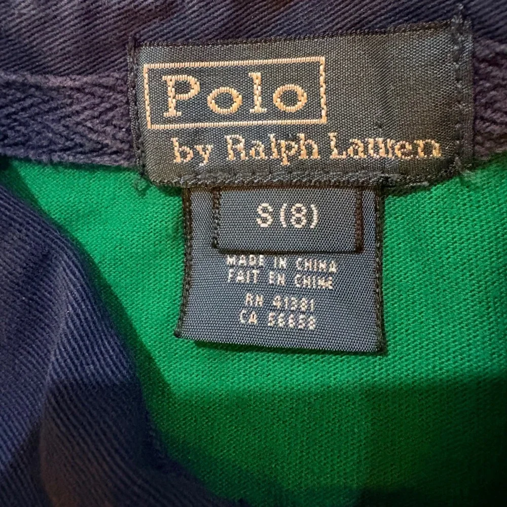 Polo Ralph Lauren  Big Pony Rugby Shirt Navy Green‎ Orange Size S 8 Long Sleeve
